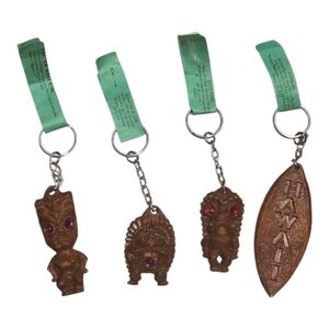 Vintage Coco Joe’s Hawaii Hapa Wood Keychains Bundle | Tiki Souvenir Lot
